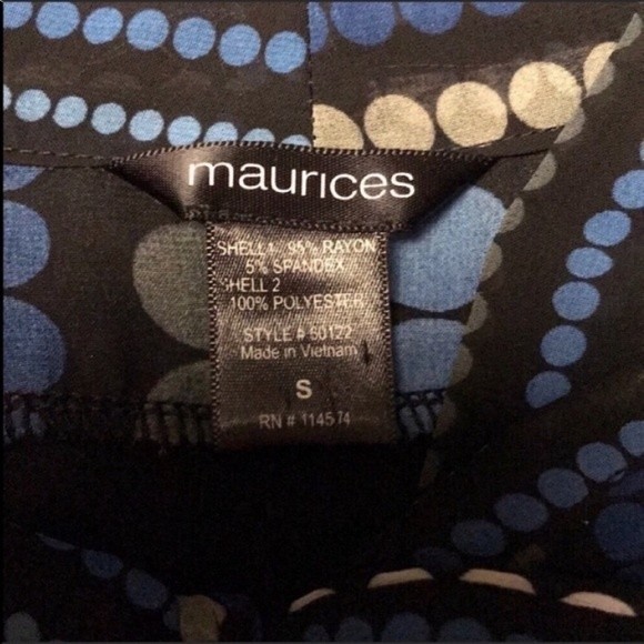 Maurices Top Black Polka Dot Layered Tie Neck with blue Gray white size S - Picture 8 of 8